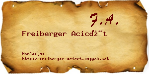 Freiberger Acicét névjegykártya